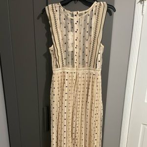 Zara, pleated midi dress, size M, beige